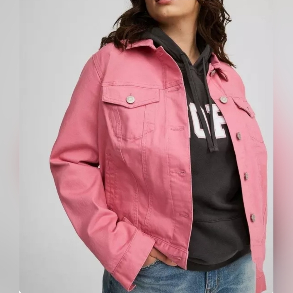 Torrid Vintage Stretch Denim Trucker Jacket Wild Rose Pink 1X